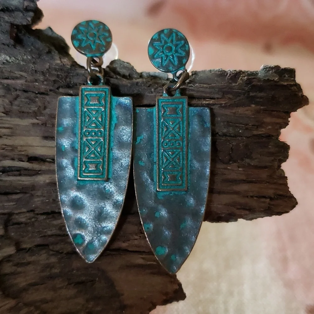 Tribal Arrow Earrings Native American Arrowhead Style - Picture 9 of 9
